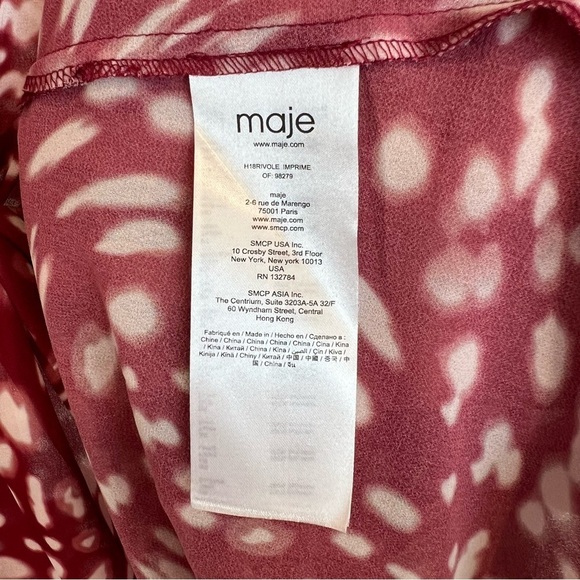 Maje Asymmetrical Twist Front Midi Dress Red White FR 3 US Large Contemporary - Picture 6 of 8